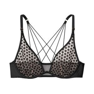 Victorias Secret Sexy Luxe Lingerie Starburst Unlined Plunge Strappy Bra 32DD Ne